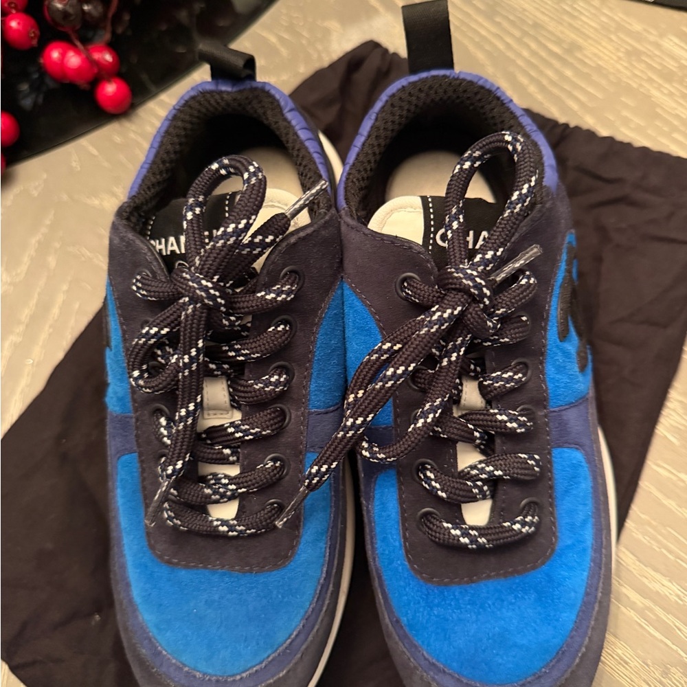 CHANEL Black and Blue Athletic Sneakers - Picture 9 of 13